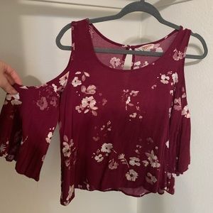 Red Cold-Shoulder Top